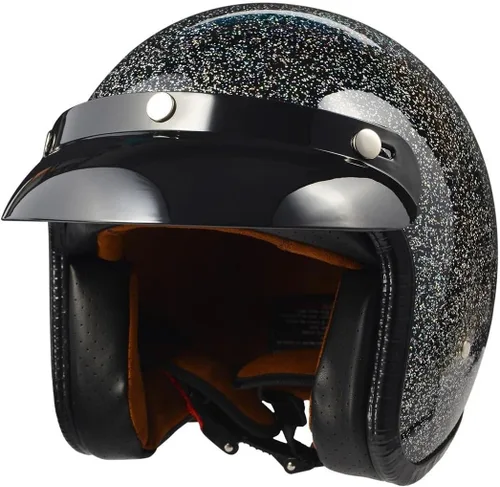 Vista 6 de Casco de motocicleta retro Harssidanzar 3/4 con cara abierta, estilo vintage para hombres y mujeres, aprobado por el Departamento de Transporte CU601
