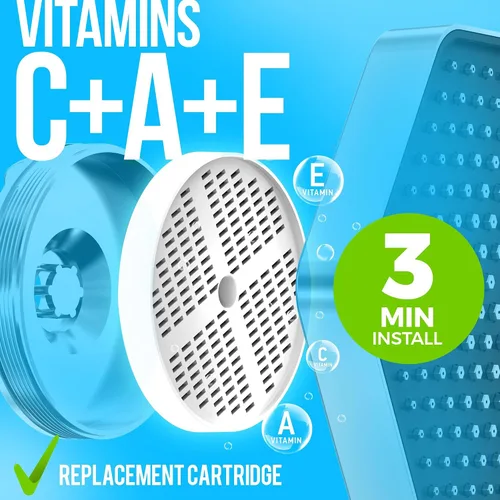 Vista 5 de AquaHomeGroup Vitamina C + E + Un cartucho de repuesto para cabezal de ducha hexagonal