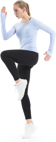 Vista 7 de MathCat - Camisetas de entrenamiento sin costuras para mujer, camisetas de yoga de manga larga, camiseta deportiva para correr, camiseta atlética
