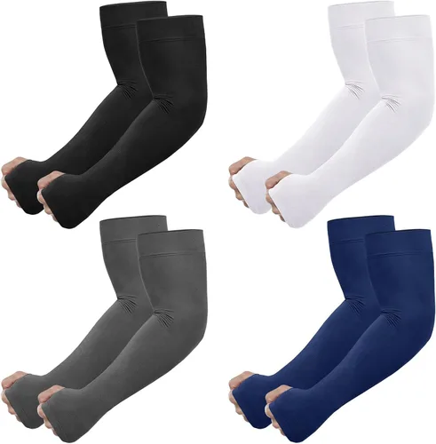 Vista 9 de Newbyinn Mangas de protección solar UV con orificio para el pulgar para hombres, mujeres y jóvenes, manga refrescante para cubrir tatuajes