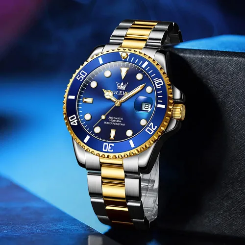 Vista 3 de OLEVS Relojes mecánicos automáticos para hombre, cuerda automática, de acero inoxidable de lujo, sin batería