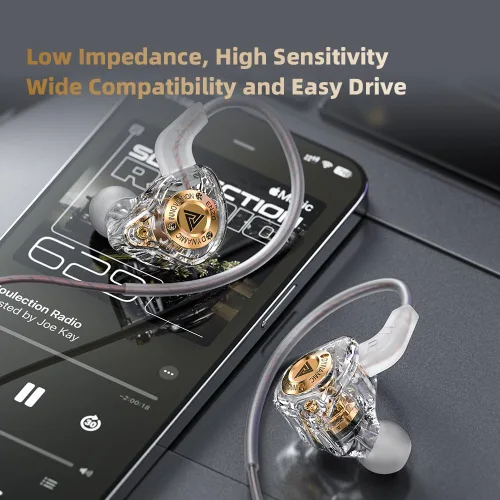 Vista 8 de Piluyaa Auriculares con cable para juegos IEM con 1DD, QKZ ENZO en el oído, auriculares de alta fidelidad, sonido de graves con nuevo controlador