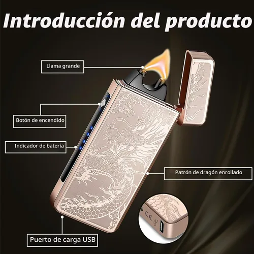 Vista 3 de Dragon - Encendedor eléctrico de arco – Encendedor de plasma recargable USB C para campamento, iniciadores de fuego, velas y equipo al aire libre