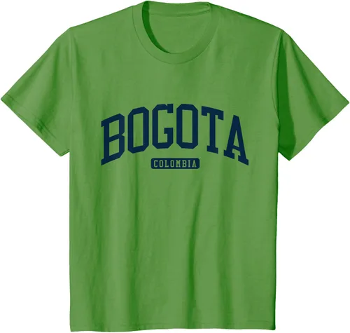Vista 55 de Bogotá Colombia College University Style Camiseta azul marino, Blanco