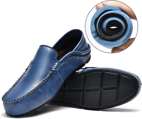 Vista 3 de Mocasines para hombre, zapatos de vestir casuales de cuero para conducir, zapatos de vestir de moda Incluye un par extra de plantillas