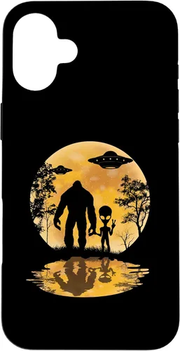 Vista 22 de Funda para iPhone 16 Alien Bigfoot Moon Sasquatch UFO Extraterrestre Hombres Mujeres