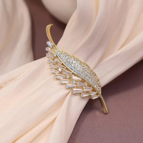 Vista 7 de Broches de moda para mujer, elegantes broches de ramillete de hojas para mujer, joyería de moda para disfraz de perlas, broches y alfileres