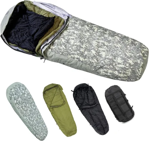 Vista 7 de MT Sistema de sacos de dormir modulares militares del ejército, múltiples capas con cubierta Bivy para todas las estaciones, bosque/multicámara