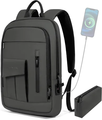 Vista 15 de Mochila de negocios para hombres antirrobo resistente al agua mochila de desplazamiento para portátil de 15.6 pulgadas para el trabajo diario, Negro