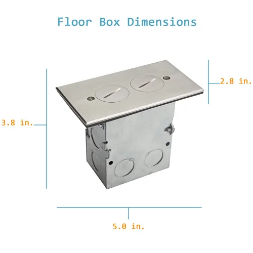 Vista 6 de ENERLITES Kit de caja de piso con tapa de rosca, 12,7 cm x 7,1 cm, 1 banda, receptáculo dúplex de 20 A resistente a manipulaciones y a