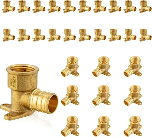 Vista 7 de PEX Fittings, 1/2" PEX x 1/2" hembra NPT Drop Ear Elbow Accesorios de engarce de latón PEX, para fontanería de tubería PEX, ASTM F1807