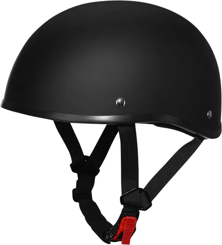 Vista 8 de Casco de media cara para motocicleta con diseño de calavera y crucero, aprobado por DOT Brillo negro