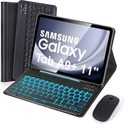 Vista 18 de SOPPY Teclado retroiluminado de 7 colores con mouse para Samsung Galaxy Tab S6 Lite de 10.4 pulgadas 2022/2020 (SM-P610/P613/P615/P619), funda