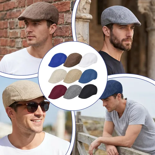 Vista 8 de 9 gorras de periódico para hombre, sombrero plano de periódicos, gorras planas para hombre, multicolor