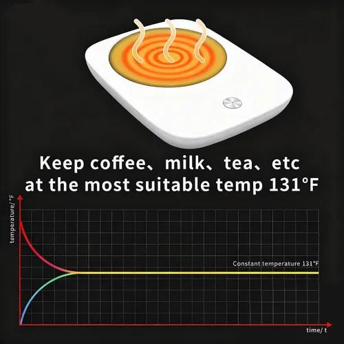 Vista 2 de Misby Calentador de taza de café, calentador de tazas para uso de escritorio con apagado automático, calentador de café por inducción por gravedad
