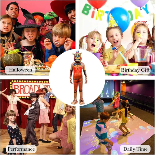 Vista 7 de GirBoKi Disfraz de Halloween para niños, disfraz de oso con máscara