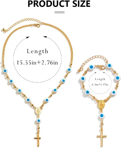 Vista 4 de Collar de ojos malvados, collares de oro, amuleto turco, collar de la suerte, accesorios para mujer, Metal