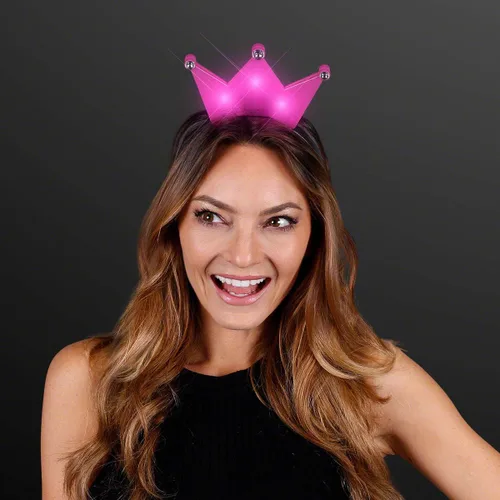 Vista 2 de FlashingBlinkyLights Diademas de tiara de princesa rosa con luz LED (juego de 12 unidades)
