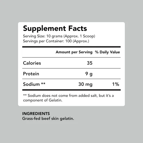 Vista 2 de Beef Gelatin, Gelatina en polvo de vacuno alimentado a pasto (XL 2.2 libras) sin sabor Suplemento proteico anti-edad 18 Aminoácidos para tener