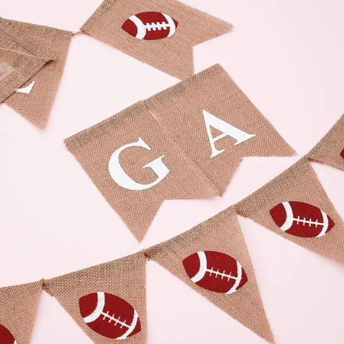Vista 3 de 2 pancartas de arpillera de fútbol de 11.5 pies para colgar fiestas de fútbol, banderines para fiestas temáticas de cumpleaños, cuencos