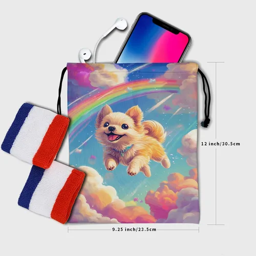 Vista 237 de Bolsa de agarre de gimnasia de piel de animal, bolsa de gimnasia con cordón ajustable, bolsa de cuerda para fauna silvestre, Mariposas Galaxy
