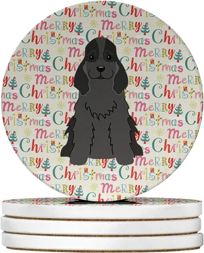 Vista 177 de Abyssinian Sand Terrier Merry Christmas - Posavasos grandes de piedra arenisca (4 unidades)