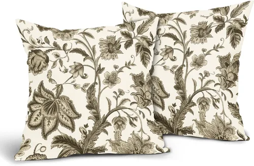 Vista 10 de Sweetshow Juego de 2 fundas de almohada florales vintage de 16 x 16 pulgadas, fundas de almohada florales negras y grises, fundas de almohada