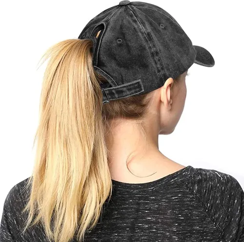 Vista 2 de Gorras de béisbol para mujer, de algodón, ajustables, estilo vintage, para el sol, alto y desordenado, para mujer
