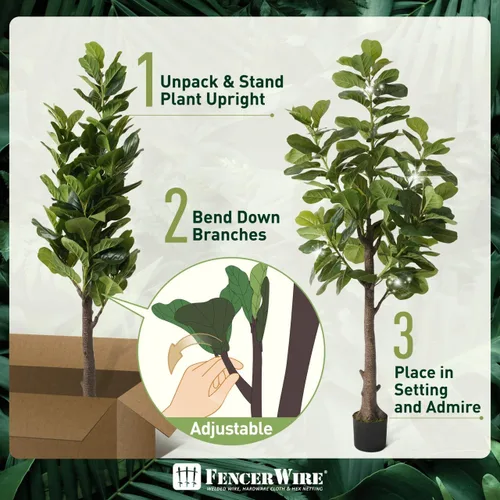 Vista 6 de Fencer Wire Árbol de higuera artificial de hoja de violín, 6/7 pies en maceta con musgo seco, para casa, oficina, tienda, árbol sintético de ficus