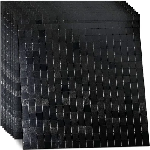 Vista 8 de 10 hojas autoadhesivas de mosaico de aluminio para despegar y pegar, paneles de pared 3D para cocina y baño (12 x 12 pulgadas, bronce)