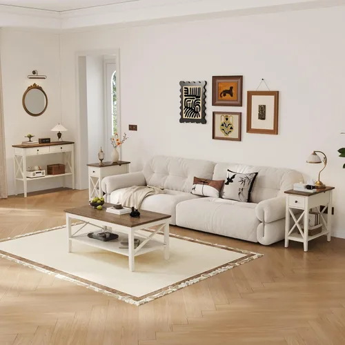 Vista 7 de ChooChoo - Mesa de entrada de granja de 39 pulgadas con cajones y estante de almacenamiento 11.8"D x 39.4"W x 31.5"H, Console Table, Sofa Table