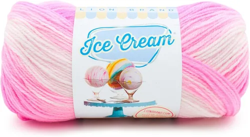 Vista 33 de Lion Brand Yarn, Hilo para Bebé Ice Cream para tejer, ganchillo y manualidades, Baseball Nut, 1 paquete, fibra acrílica colorida de peso DK
