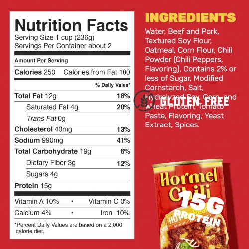Vista 9 de Chili picante HORMEL sin frijoles, sin ingredientes artificiales, 15 oz