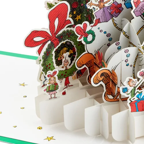 Vista 5 de Tarjeta Navideña Pop Up de Grinch de Hallmark (¡El Dr. Seuss Cómo el Grinch Robó la Navidad!) Tarjeta 3D de Papel Maravilla de Firma