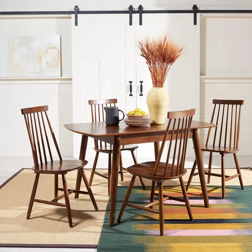 Vista 6 de SAFAVIEH Home Collection Priam Farmhouse - Silla de comedor con respaldo de husillo marrón nogal