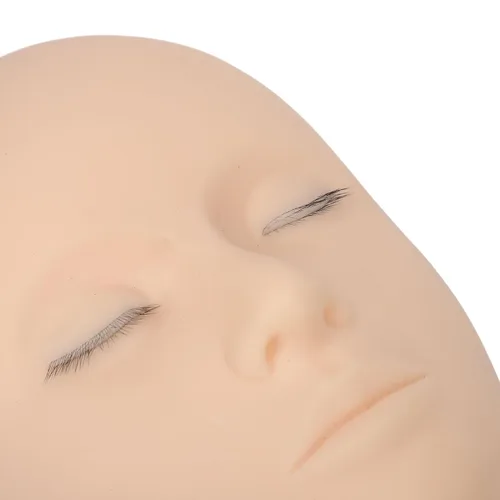 Vista 5 de Cabeza de maniquí de pestañas, cabeza de maniquí de extensión de pestañas, cabeza de práctica de goma de maquillaje de 3 capas, cabeza de muñeca