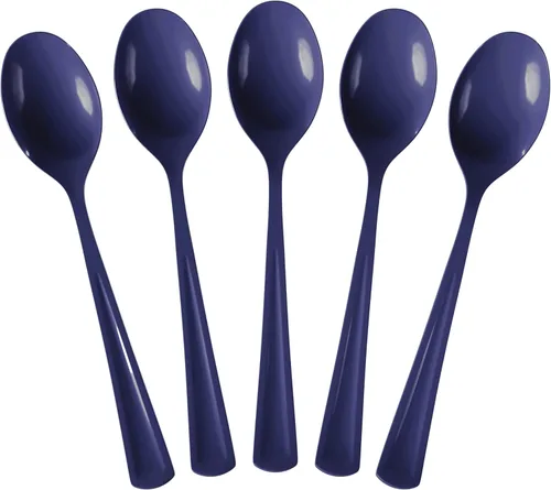Vista 16 de Party Solids Cucharas de plástico negras, 100 piezas, cucharas negras, utensilios desechables, juego de cubiertos de plástico resistente