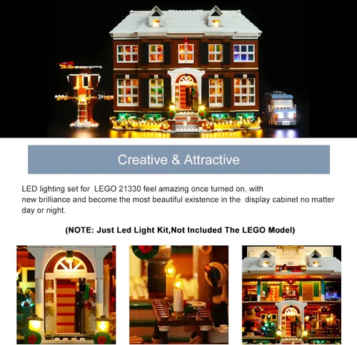 Vista 3 de BrickBling Kit de iluminación LED compatible con Lego Home Alone 21330 Edificio, kit de iluminación con control remoto compatible con Lego 21330