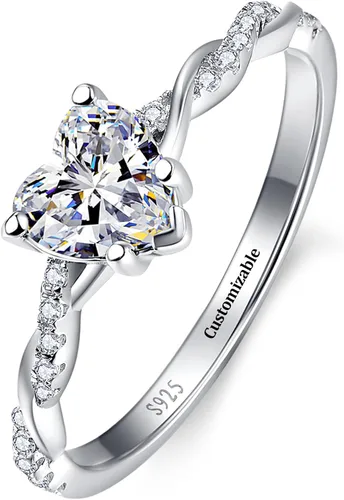 Vista 20 de Yaresul Anillo de promesa de corazón de 1.25 quilates para mujer, anillos Plata de ley 925 de zafiro creado