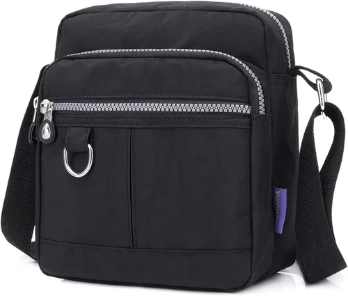 Vista 12 de KARRESLY Bolso de hombro de nylon impermeable con cierre, bolso bandolera, bolso de mano, casual, para mujer