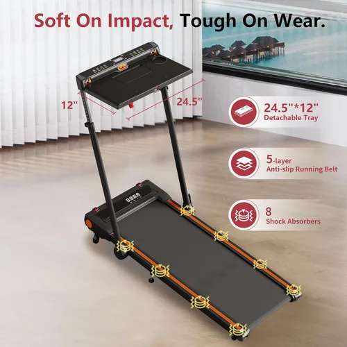Vista 7 de Treadmill with Incline, 3 in 1 Under Desk Treadmill Walking Pad with Removable Desk Workstation 3.5HP Foldable Compact Walking Treadmills for Home