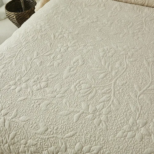 Vista 4 de Brandream Juego de ropa de cama de 2 piezas con borde festoneado, tamaño individual, color beige, tamaño individual, tamaño individual