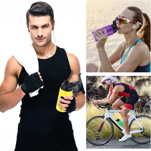 Vista 7 de Eaasty 16 botellas de agua de aluminio de 17 onzas a granel, multicolor reutilizable, botella deportiva con tapas a presión, paquete múltiple