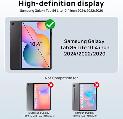 Vista 2 de Gerutek Funda para Samsung Galaxy Tab S6 Lite de 10.4 pulgadas 2024/2022/2020, funda protectora de cuerpo completo con protector de pantalla