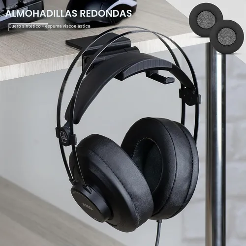 Vista 5 de Brainwavz repuesto de almohadilla redondas con espuma viscoelástica, para audífonos, para Sennheiser, AKG, HifiMan, ATH, Philips, Fostex, Sony. Negro