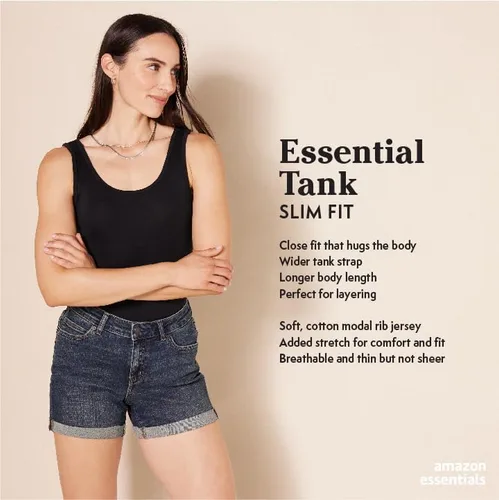 Vista 2 de Tienda Essentials Camiseta de tirantes ajustada para mujer, paquete de 2
