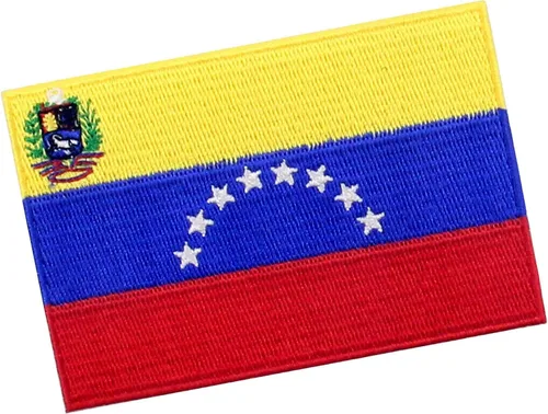 Vista 3 de Parche de bandera de Venezuela bordado con apliques para coser en el emblema nacional venezolano