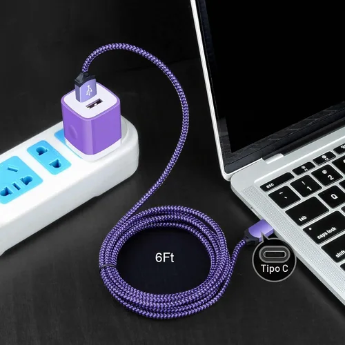 Vista 6 de Cargador de pared USB C rápido para Samsung Galaxy S26 FE Ultra S25 Ultra S24FE A17 Púrpura