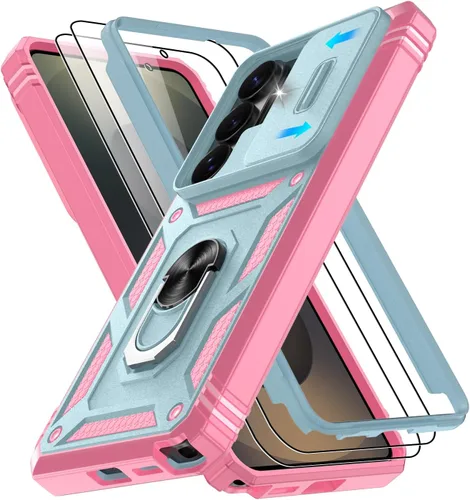 Vista 101 de Gritup Funda para Google Pixel 6 con cubierta deslizante para cámara y protector de pantalla (2 unidades), soporte de anillo giratorio 360°, funda