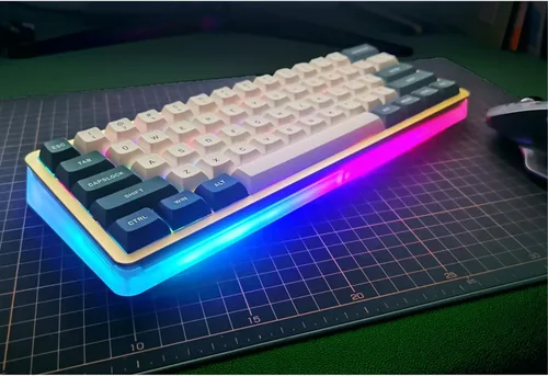 Vista 7 de DRAOZA Kit de teclado mecánico para juegos con retroiluminación RGB de 61 teclas, triple modo programable Bluetooth 5.0USB-C con cableteclado
